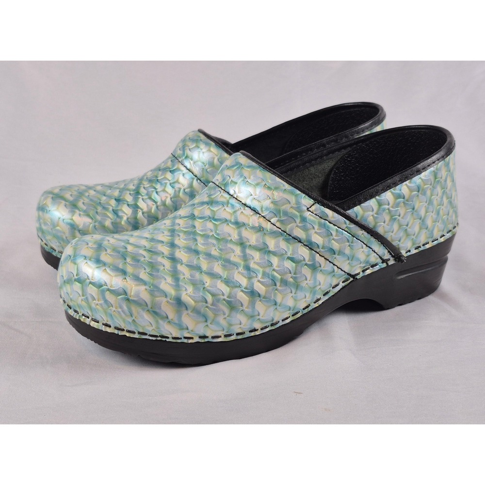 Sanita 40 9.5 Women's Original‎ Danish Clogs Blue Iridescent Nursing Shoes Chef